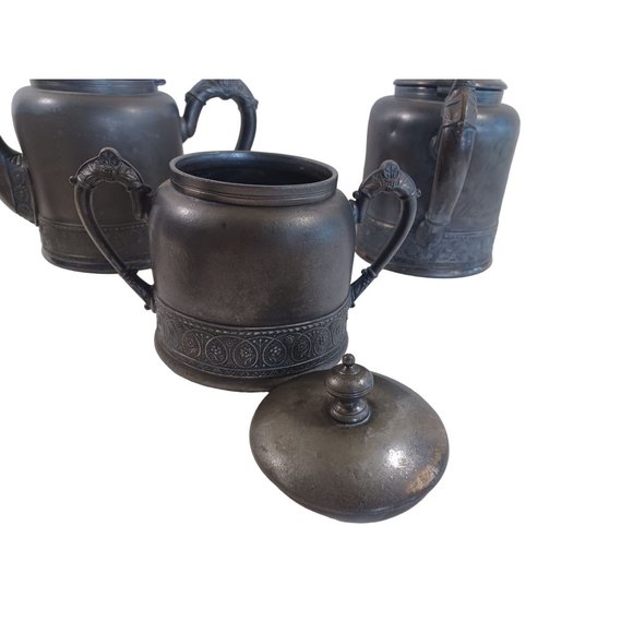 4 Piece PairPoint Quadrupleplate Silver Tea Coffee Pot Creamer Sugar Set USA Vtg - Picture 11 of 13